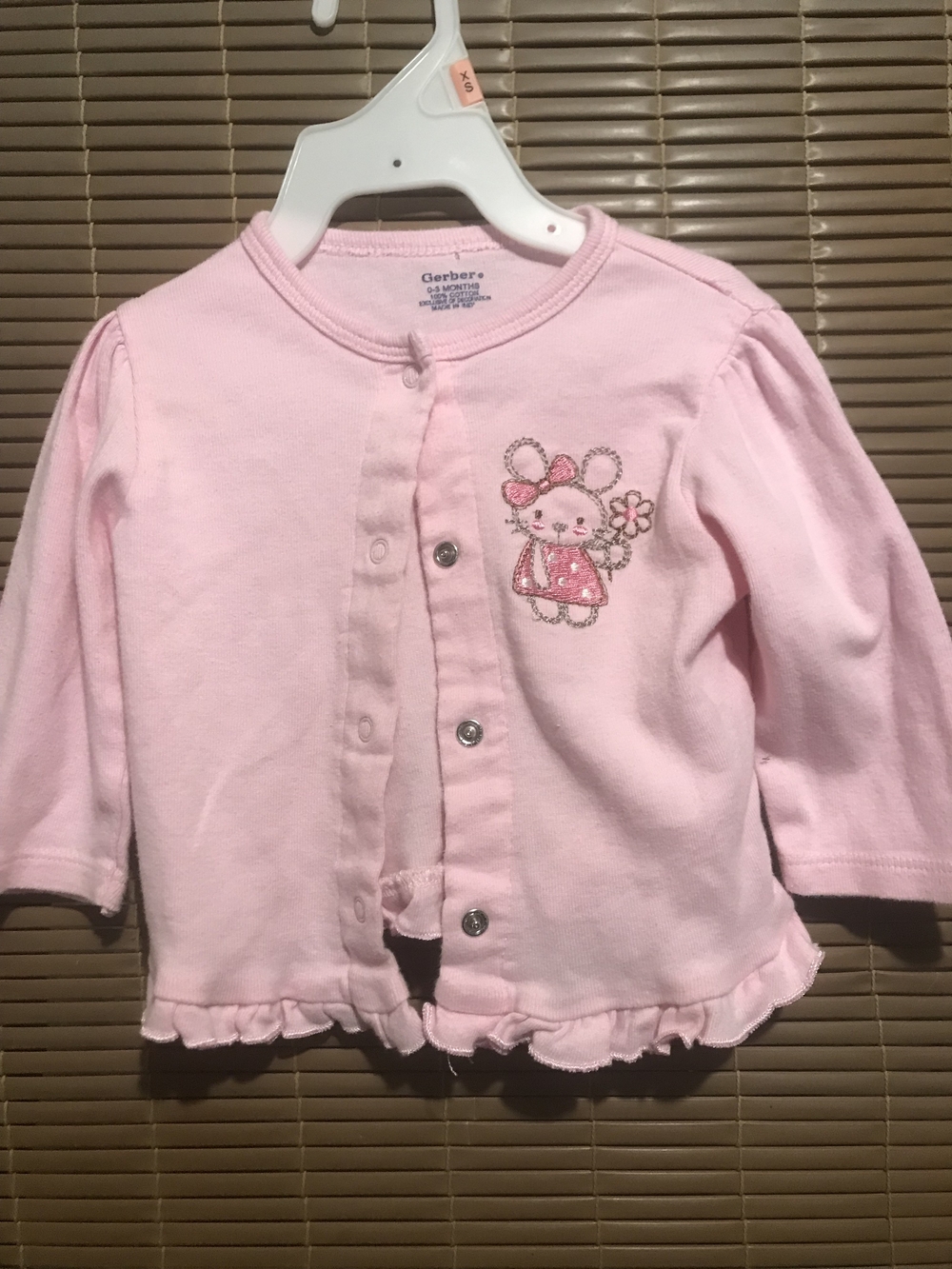 Gerber Light Pink Baby Cardigan with Bunny Embroidery